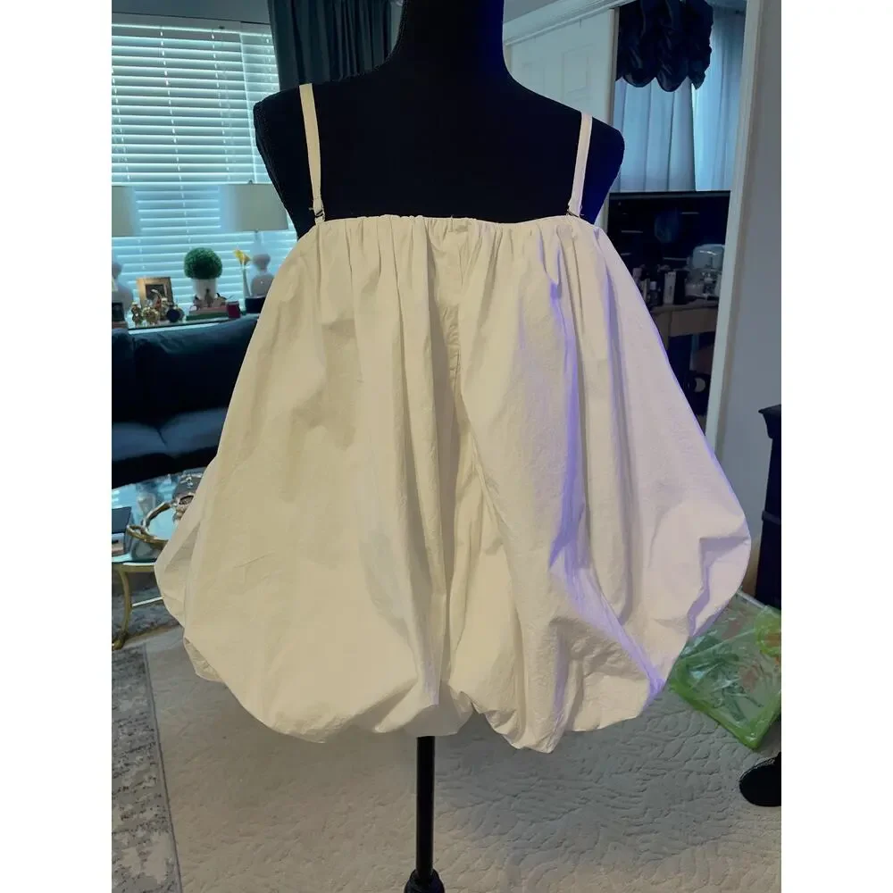 Scoop White Bubble Hem Cami Tank Top Adjustable Straps Size L 12/14 - Picture 2 of 6